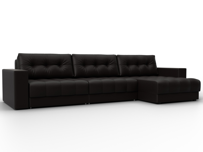 Диван угловой с декором Лига-049 НПБ Лонг, Экокожа, GRIFON 12 коричневый