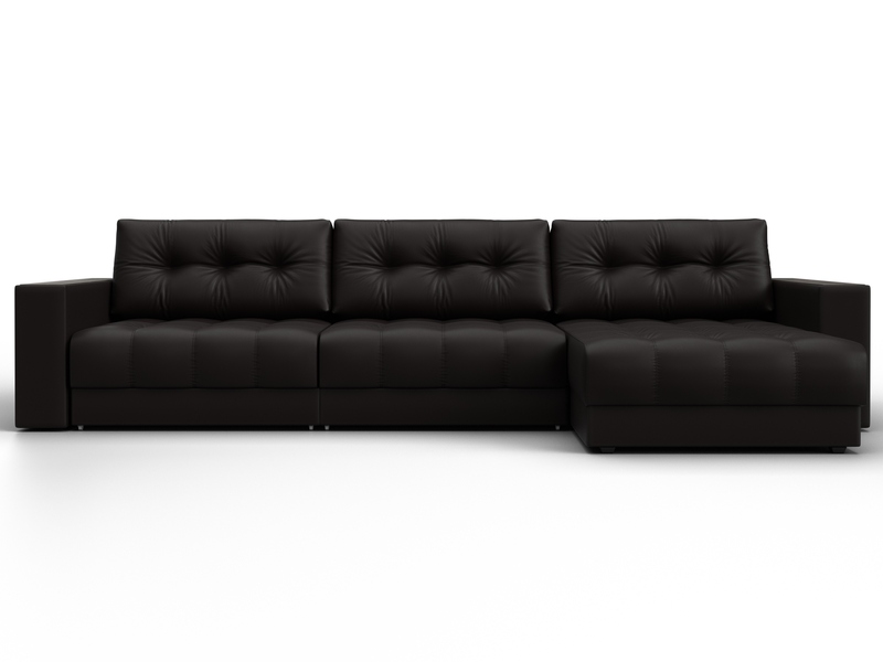 Диван угловой с декором Лига-049 НПБ Лонг, Экокожа, GRIFON 12 коричневый