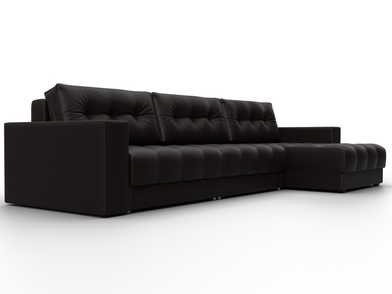 Диван угловой с декором Лига-049 НПБ Лонг, Экокожа, GRIFON 12 коричневый