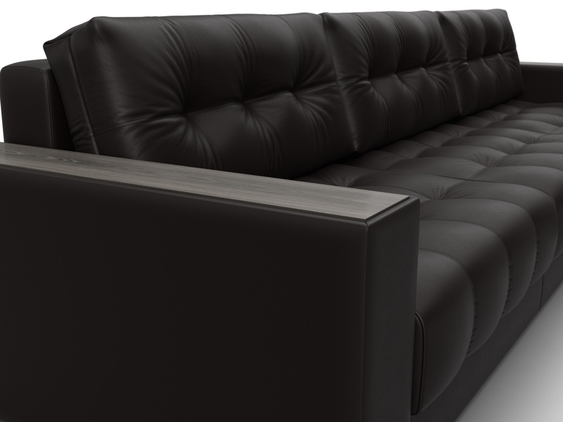 Диван угловой с декором Лига-049 НПБ Лонг, Экокожа, GRIFON 12 коричневый