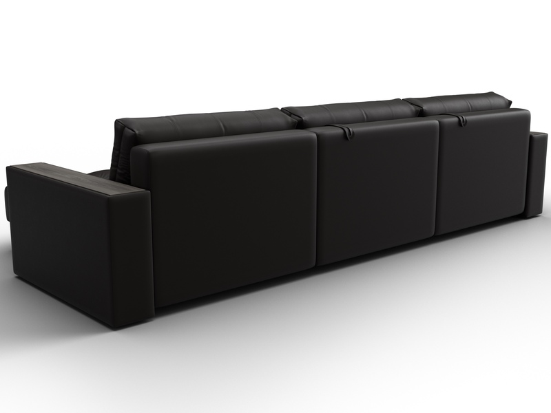 Диван угловой с декором Лига-049 НПБ Лонг, Экокожа, GRIFON 12 коричневый