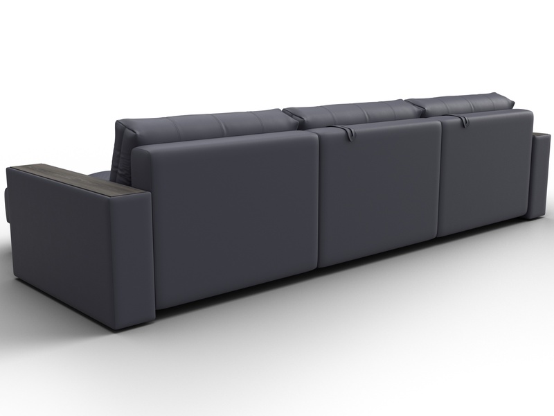 Диван угловой с декором Лига-049 НПБ Лонг, Экокожа, GRIFON 15 серый