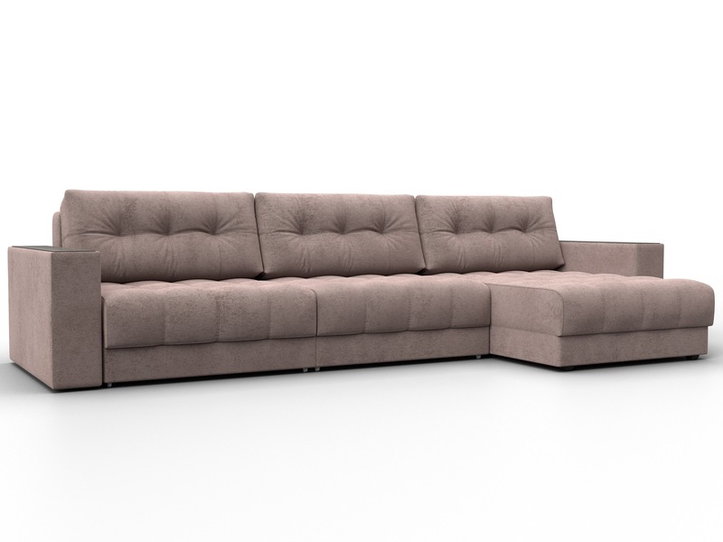 Диван угловой с декором Лига-049 НПБ Лонг, Велюр, TOWER 05 бежевый