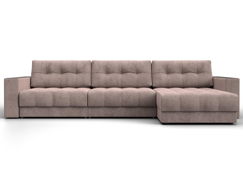 Диван угловой с декором Лига-049 НПБ Лонг, Велюр, TOWER 05 бежевый