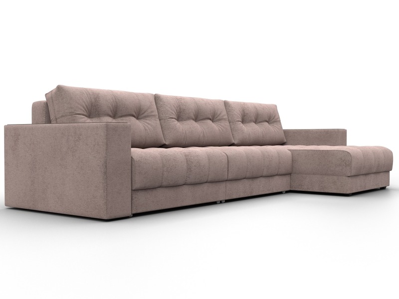 Диван угловой с декором Лига-049 НПБ Лонг, Велюр, TOWER 05 бежевый
