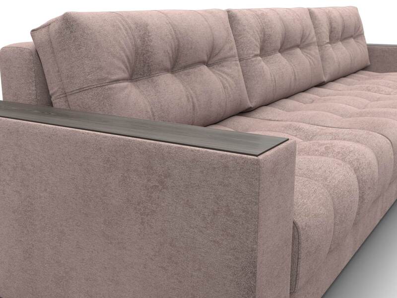 Диван угловой с декором Лига-049 НПБ Лонг, Велюр, TOWER 05 бежевый