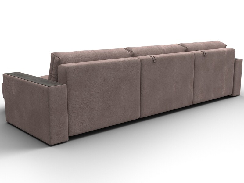 Диван угловой с декором Лига-049 НПБ Лонг, Велюр, TOWER 05 бежевый