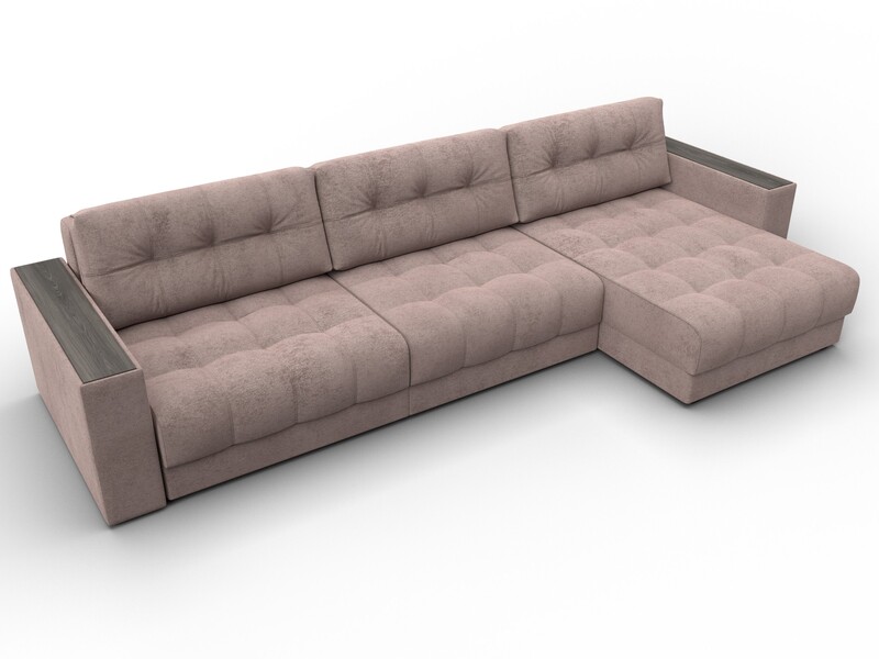 Диван угловой с декором Лига-049 НПБ Лонг, Велюр, TOWER 05 бежевый