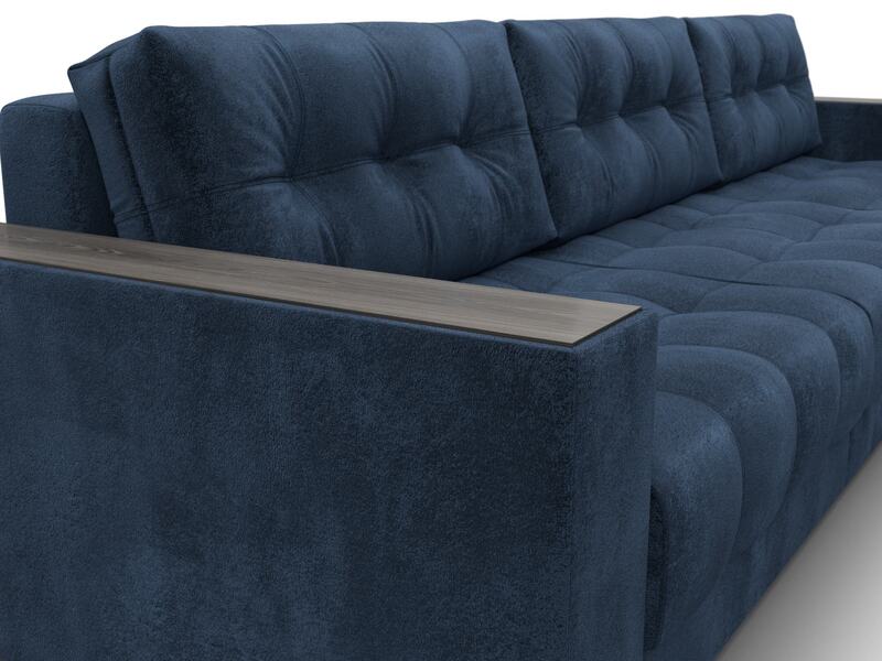 Диван угловой с декором Лига-049 НПБ Лонг, Велюр, TOWER 13 синий