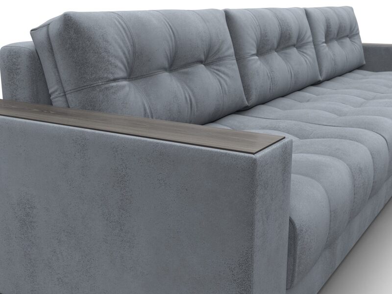 Диван угловой с декором Лига-049 НПБ Лонг, Велюр, TOWER 10 серый