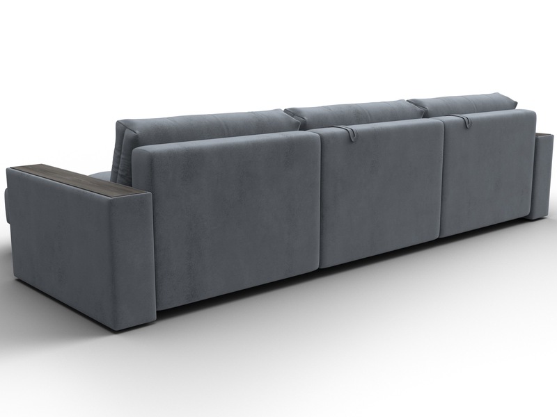 Диван угловой с декором Лига-049 НПБ Лонг, Велюр, TOWER 10 серый