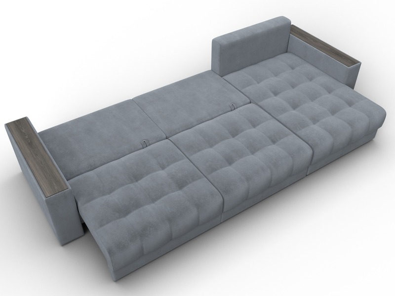 Диван угловой с декором Лига-049 НПБ Лонг, Велюр, TOWER 10 серый