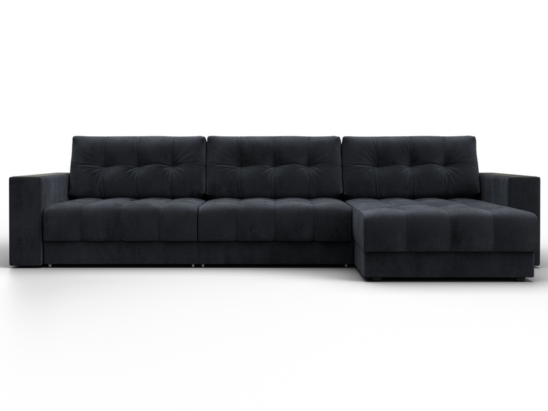 Диван угловой с декором Лига-049 НПБ Лонг, Велюр, TOWER 11 темно-серый