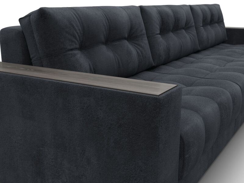 Диван угловой с декором Лига-049 НПБ Лонг, Велюр, TOWER 11 темно-серый