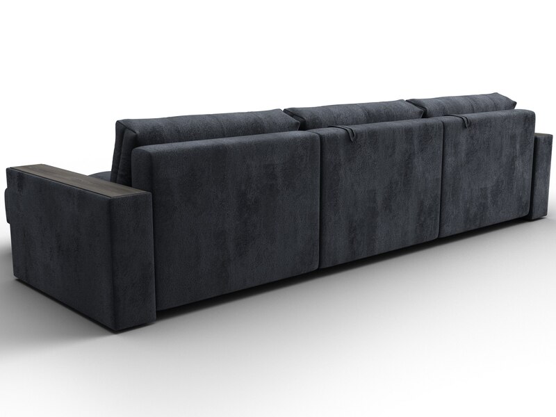 Диван угловой с декором Лига-049 НПБ Лонг, Велюр, TOWER 11 темно-серый