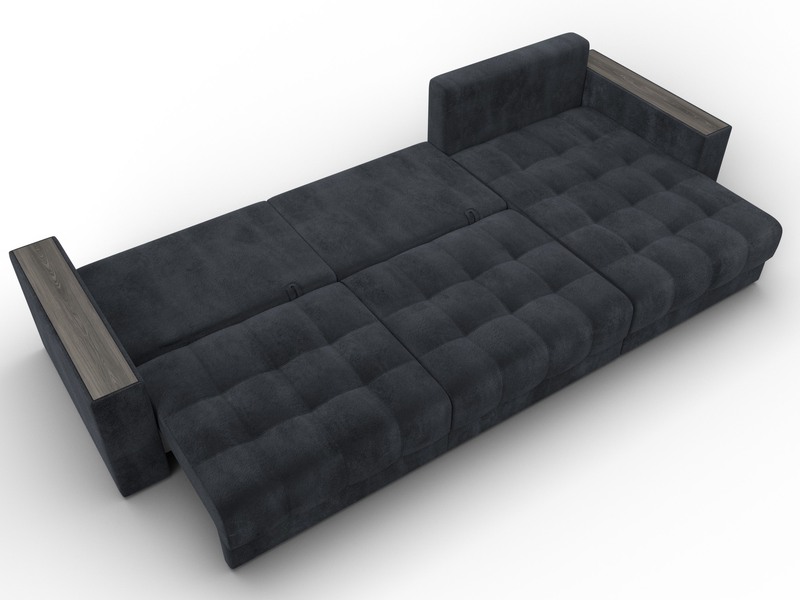 Диван угловой с декором Лига-049 НПБ Лонг, Велюр, TOWER 11 темно-серый