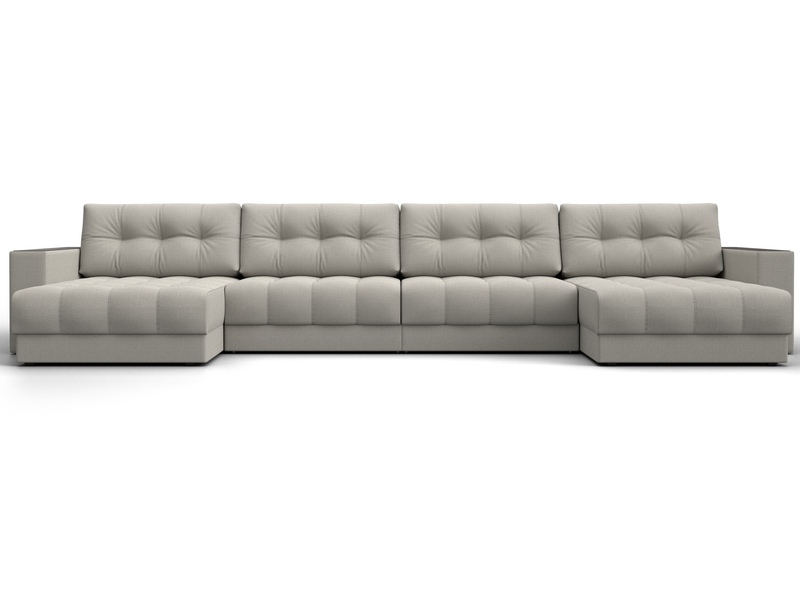 Диван П-образный с декором Лига-049 НПБ Лонг, Рогожка, Амур 02 бежевый