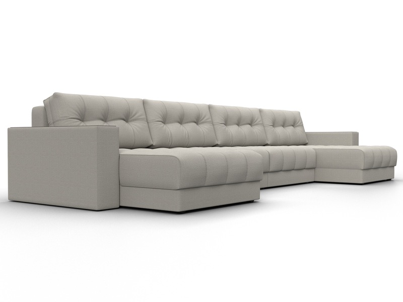 Диван П-образный с декором Лига-049 НПБ Лонг, Рогожка, Амур 02 бежевый