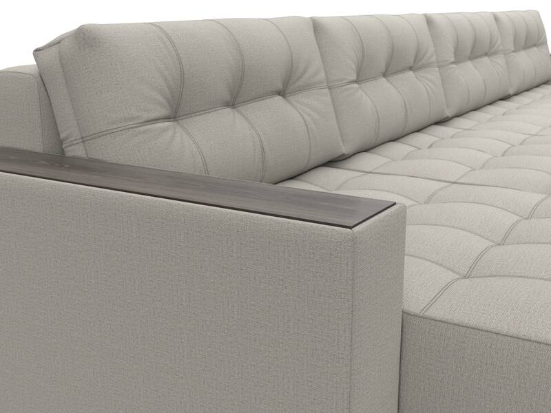 Диван П-образный с декором Лига-049 НПБ Лонг, Рогожка, Амур 02 бежевый