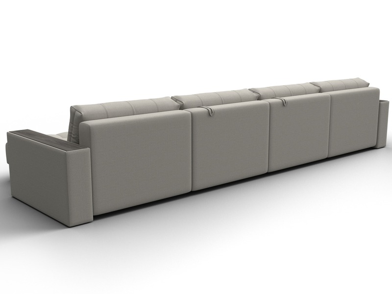 Диван П-образный с декором Лига-049 НПБ Лонг, Рогожка, Амур 02 бежевый