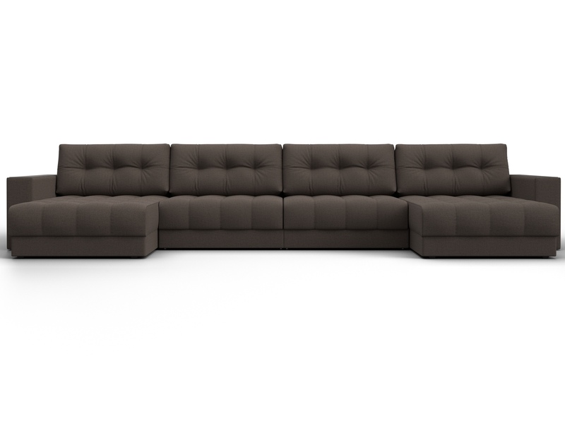 Диван П-образный с декором Лига-049 НПБ Лонг, Рогожка, Амур 05 коричневый