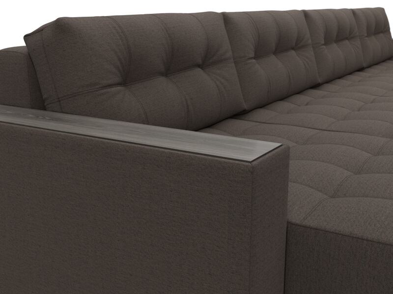 Диван П-образный с декором Лига-049 НПБ Лонг, Рогожка, Амур 05 коричневый