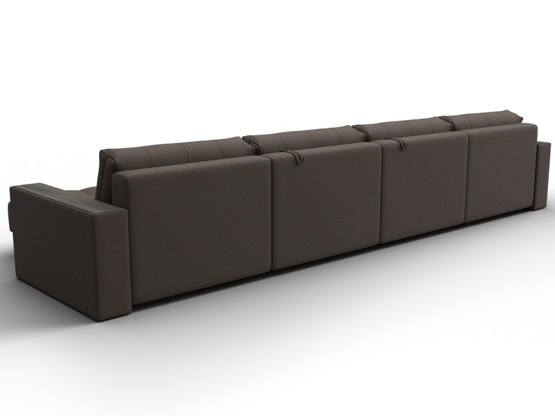 Диван П-образный с декором Лига-049 НПБ Лонг, Рогожка, Амур 05 коричневый