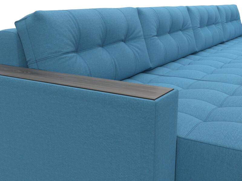 Диван П-образный с декором Лига-049 НПБ Лонг, Рогожка, Амур 10 голубой