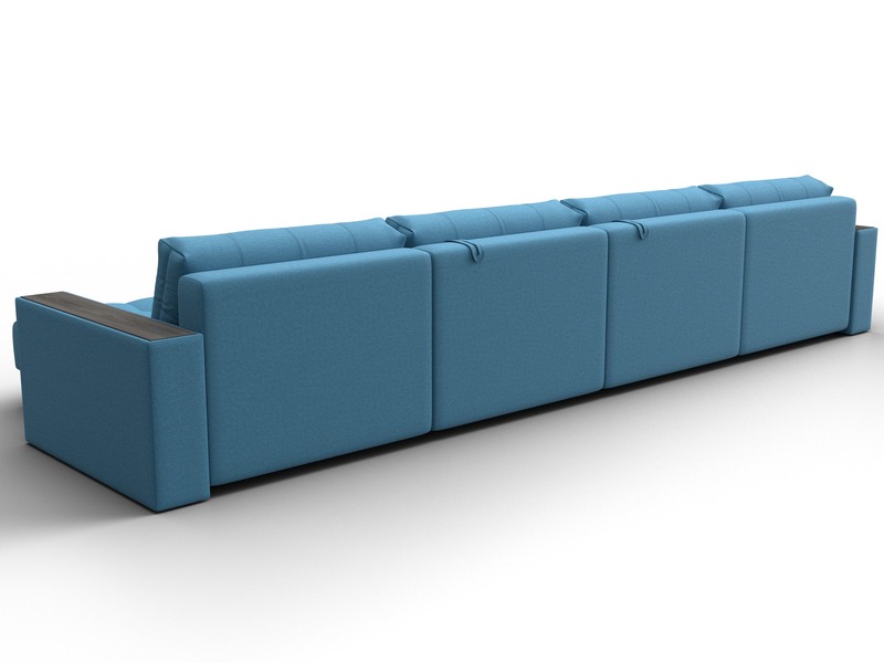 Диван П-образный с декором Лига-049 НПБ Лонг, Рогожка, Амур 10 голубой