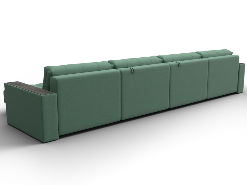 Диван П-образный с декором Лига-049 НПБ Лонг, Рогожка, Амур 11 зеленый