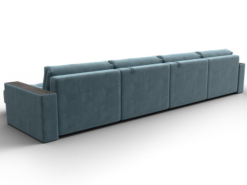 Диван П-образный с декором Лига-049 НПБ Лонг, Велюр, SEVEN 113 бирюзовый