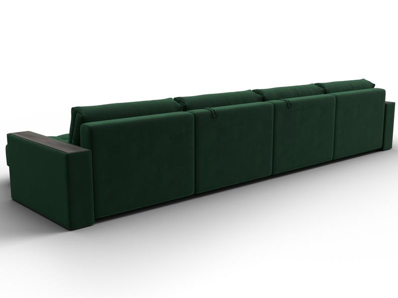 Диван П-образный с декором Лига-049 НПБ Лонг, Велюр, SEVEN 626 зеленый