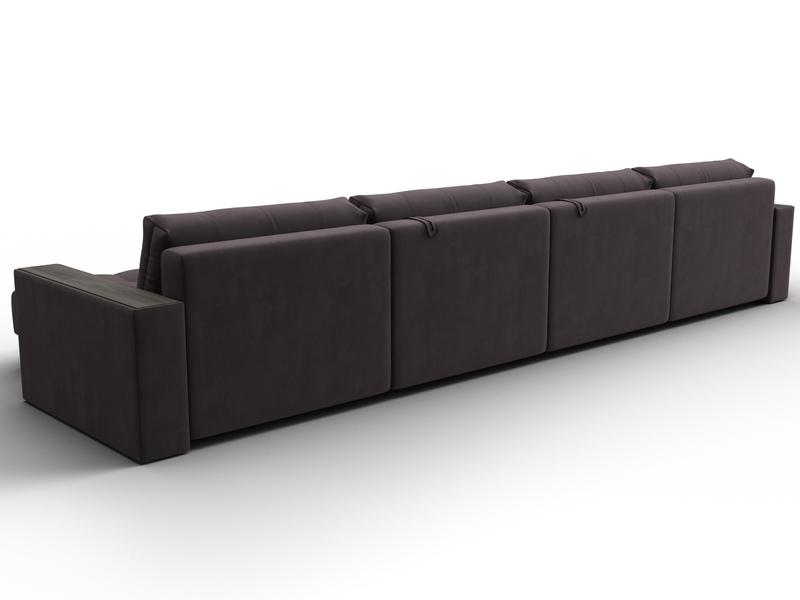 Диван П-образный с декором Лига-049 НПБ Лонг, Велюр, SEVEN 727 коричневый