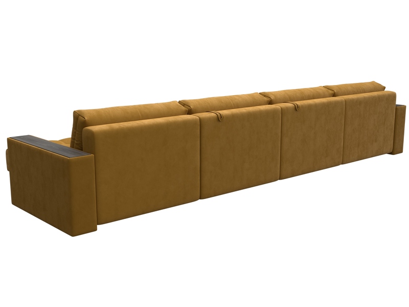 Диван П-образный с декором Лига-049 НПБ Лонг, Велюр, BRUT 10 желтый