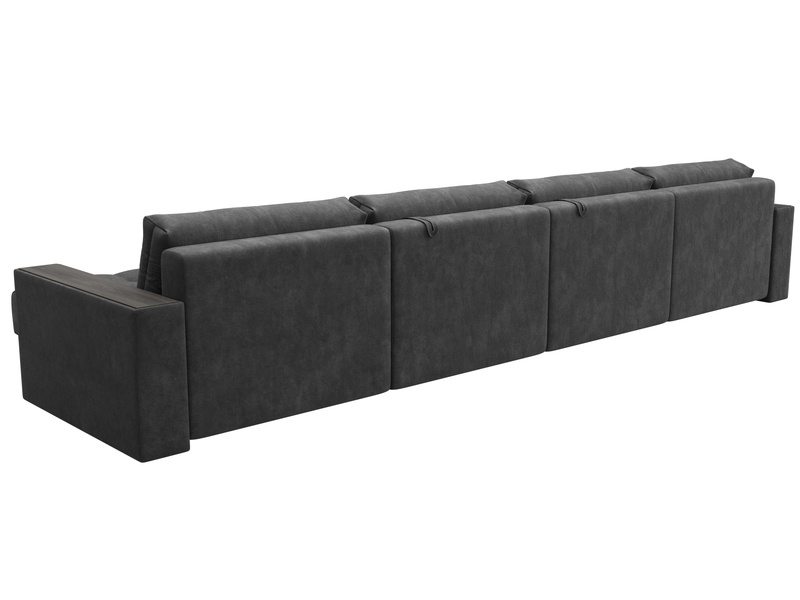 Диван П-образный с декором Лига-049 НПБ Лонг, Велюр, BRUT 16 темно-серый