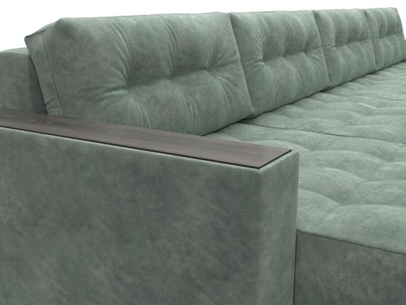 Диван П-образный с декором Лига-049 НПБ Лонг, Велюр, BRUT 08 зеленый