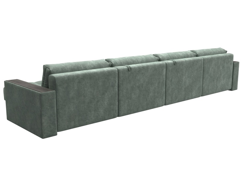 Диван П-образный с декором Лига-049 НПБ Лонг, Велюр, BRUT 08 зеленый