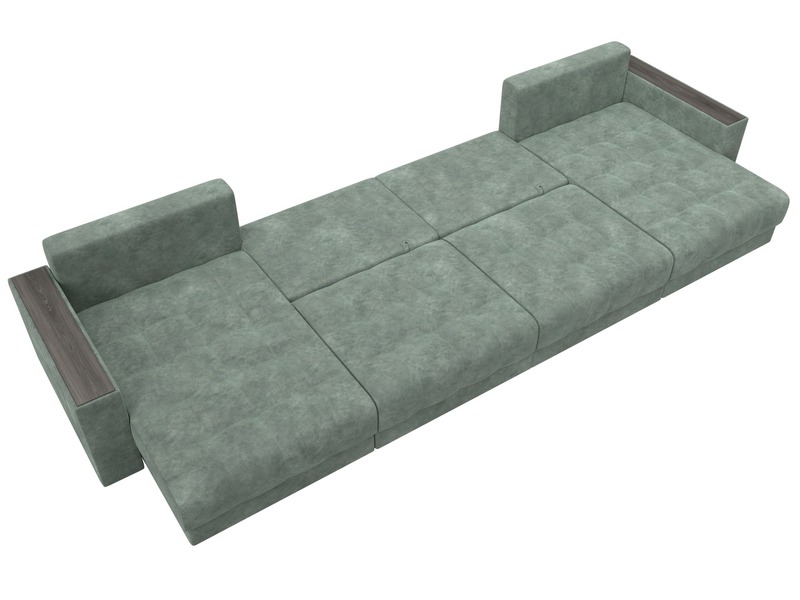 Диван П-образный с декором Лига-049 НПБ Лонг, Велюр, BRUT 08 зеленый
