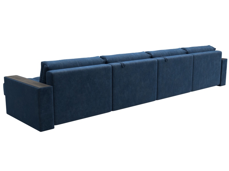 Диван П-образный с декором Лига-049 НПБ Лонг, Велюр, BRUT 11 синий