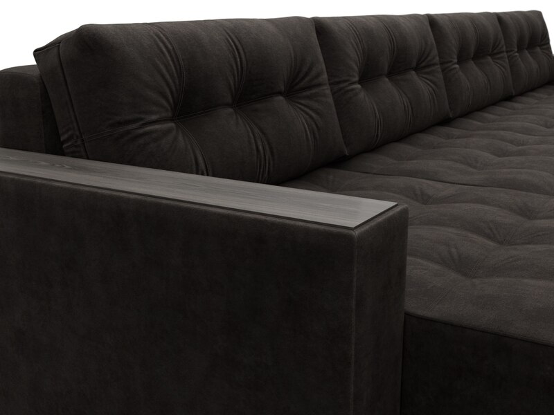 Диван П-образный с декором Лига-049 НПБ Лонг, Велюр, BRUT 17 коричневый