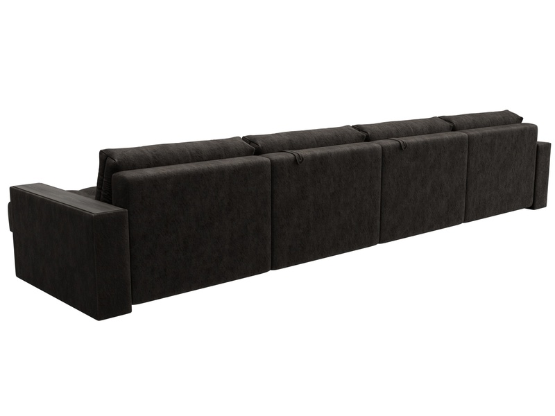 Диван П-образный с декором Лига-049 НПБ Лонг, Велюр, BRUT 17 коричневый