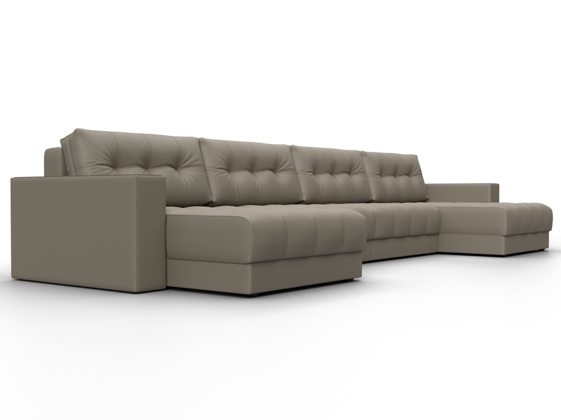 Диван П-образный с декором Лига-049 НПБ Лонг, Экокожа, GRIFON 04 бежевый