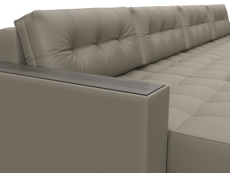 Диван П-образный с декором Лига-049 НПБ Лонг, Экокожа, GRIFON 04 бежевый