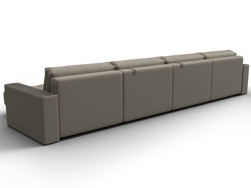 Диван П-образный с декором Лига-049 НПБ Лонг, Экокожа, GRIFON 04 бежевый