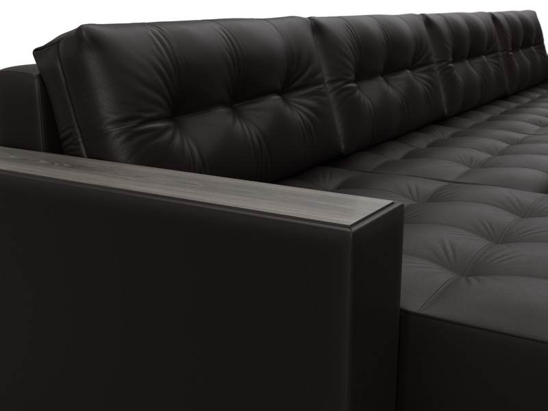 Диван П-образный с декором Лига-049 НПБ Лонг, Экокожа, GRIFON 12 коричневый