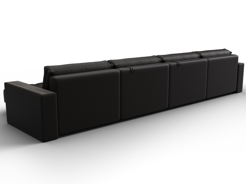 Диван П-образный с декором Лига-049 НПБ Лонг, Экокожа, GRIFON 12 коричневый