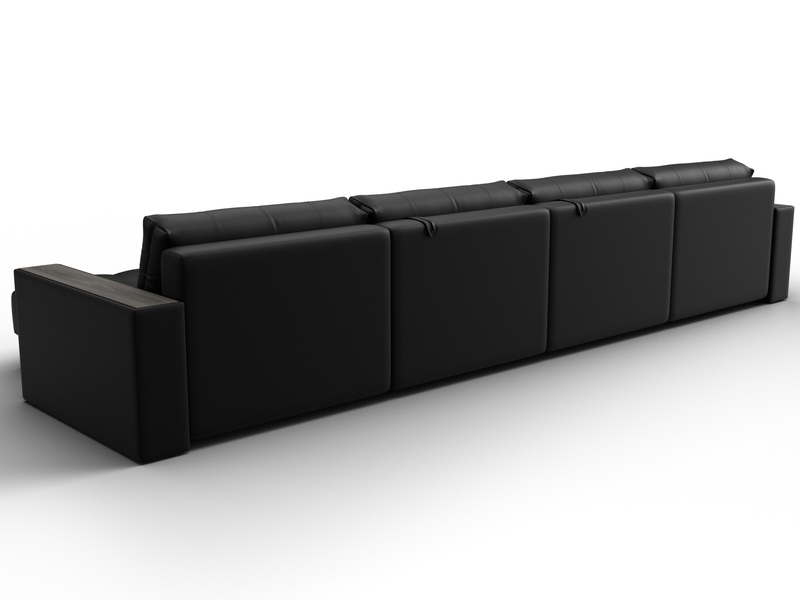 Диван П-образный с декором Лига-049 НПБ Лонг, Экокожа, GRIFON 18 черный