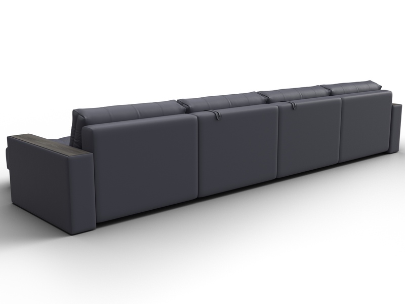 Диван П-образный с декором Лига-049 НПБ Лонг, Экокожа, GRIFON 15 серый