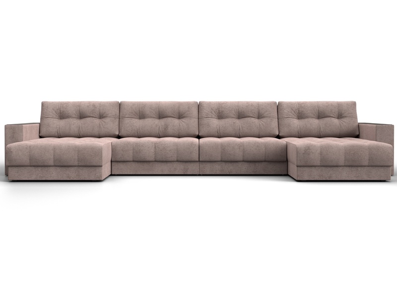 Диван П-образный с декором Лига-049 НПБ Лонг, Велюр, TOWER 05 бежевый