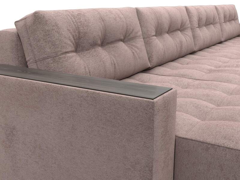 Диван П-образный с декором Лига-049 НПБ Лонг, Велюр, TOWER 05 бежевый